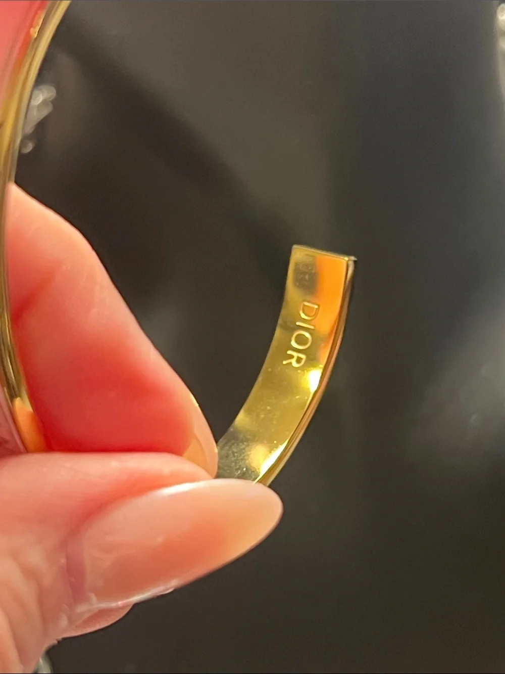Up Cycled D Pink Enamel Logo Bangle Bracelet